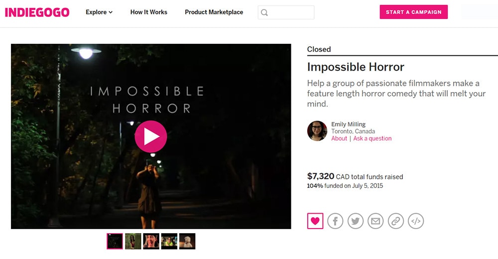 Indie Film Impossible Horror Achieves $7000 Crowdfunding Goal in Final Hours of Campaign