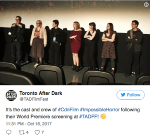 Impossible Horror Cast and Crew Q&A at Toronto After Dark Film Festival 2017 Tweet by @TADFF